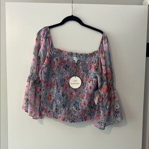 NWT Lost + Wander Floral Smocked Top - Multicolor